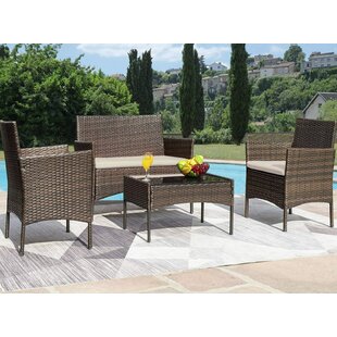 Walnew 4 pieces outdoor patio furniture sets rattan chair wicker set for backyard porch garden on sale poolside balcony